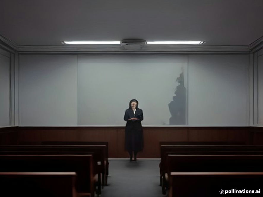 A professional and composed public official standing confidently in a sophisticated, dimly lit government hearing chamber, captured in a photorealistic cinematic style with 8k resolution, emphasizing an atmosphere of intellectual authority and strategic composure.