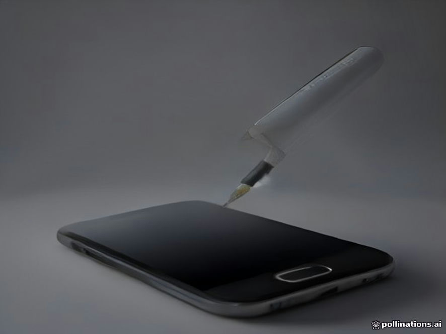 A cinematic and photorealistic 8k image of an oldfashioned fountain pen lying on a sleek, modern smartphone screen, representing the collision between antiquated legal traditions and the digital era, with a somber and thoughtful atmosphere, dramatic lighting highlighting the contrast between paper and technology.