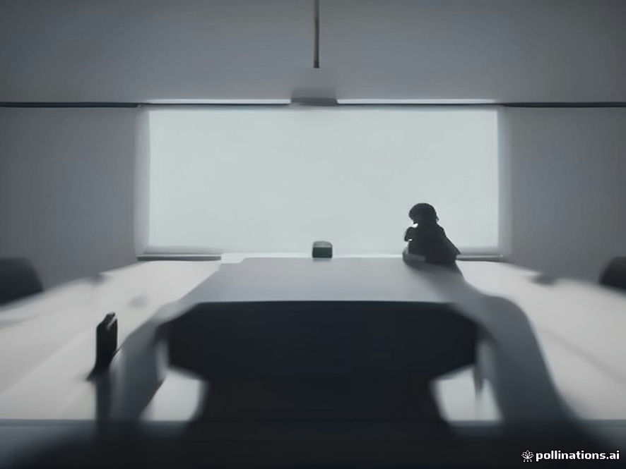 A cinematic and photorealistic 8k image of a highstakes legal and political confrontation, featuring a dramatic scales of justice placed atop a modern, minimalist government conference table, with deep shadows and sharp highlights emphasizing the tension between constitutional authority and bureaucratic power.