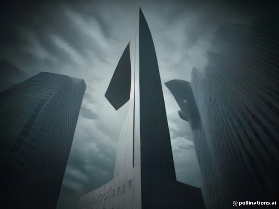 A cinematic and photorealistic 8k image featuring a conceptual representation of the scales of justice balanced precariously over a sleek, modern government building, symbolizing the intense tension between constitutional law and administrative power, with a dramatic moody atmosphere.