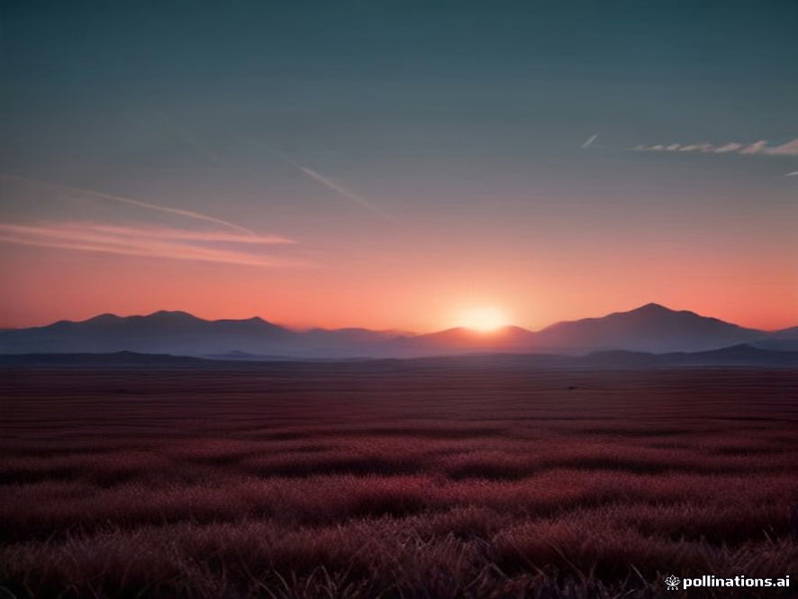 A cinematic, photorealistic 8k landscape shot of a desolate and barbedwirefenced DMZ at sunset, with a subtle, ominous glow over the vast terrain symbolizing buried landmines, capturing the tense and somber atmosphere of a divided Korean peninsula.