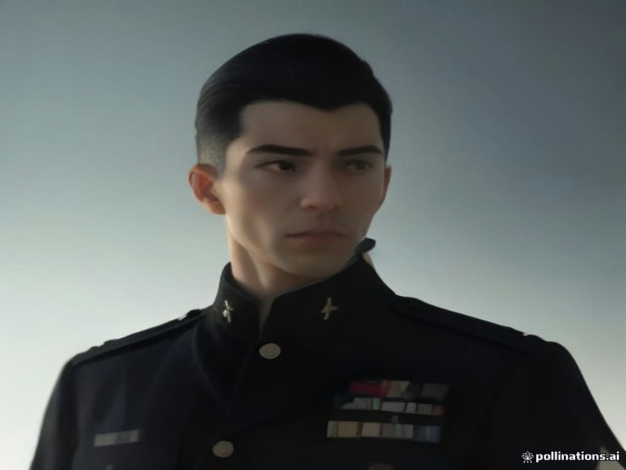 A cinematic and photorealistic 8k image of a highranking military officer gazing thoughtfully at a distant, turbulent horizon, representing the shift toward strategic autonomy and selfreliant national defense in a changing geopolitical landscape.