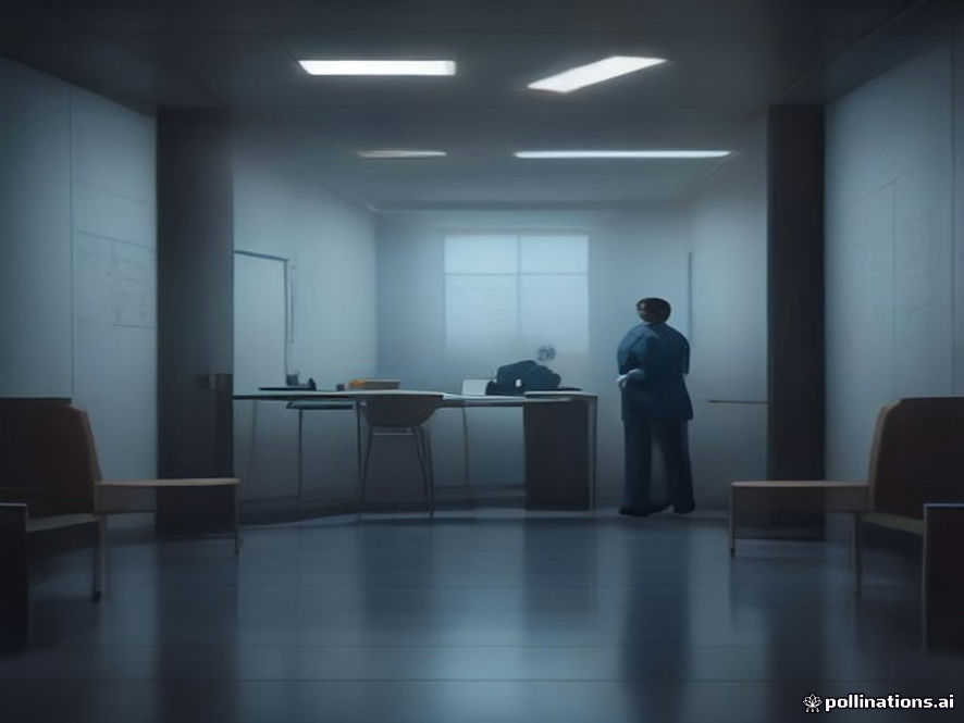 A cinematic, photorealistic 8k image capturing the heavy, tense atmosphere of a pediatric emergency room where medical professionals in scrubs look distressed while legal investigators in formal suits conduct a search, highlighting the conflict between urgent patient care and intense legal scrutiny, dramatic lighting, high detail.