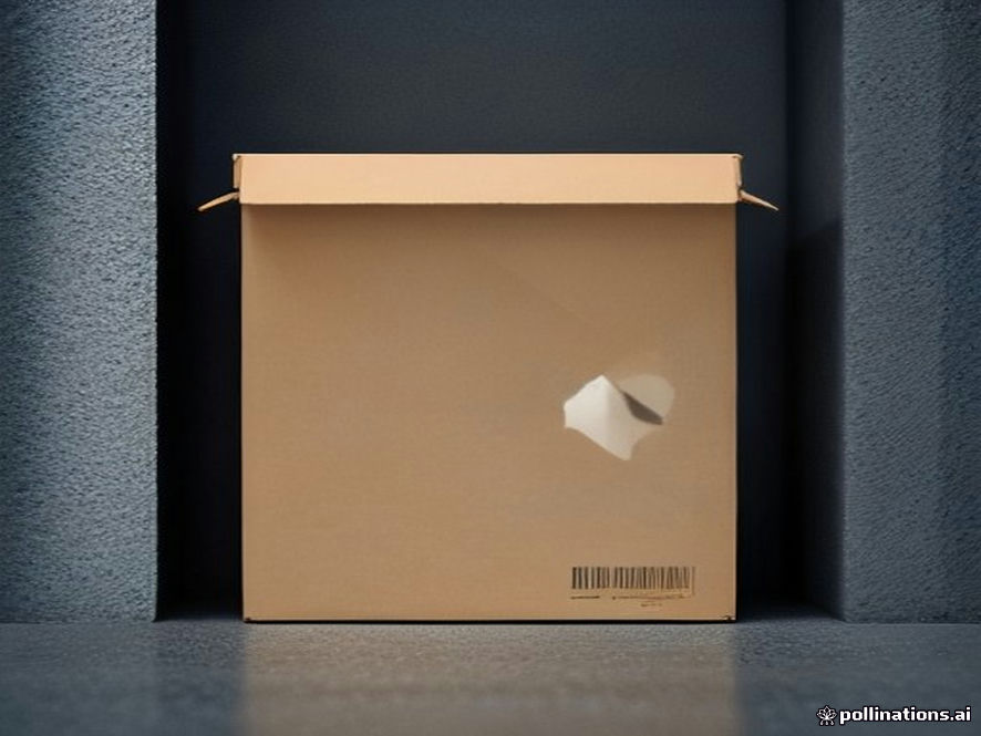 A cinematic, photorealistic 8k closeup shot of a suspicious, nondescript cardboard delivery package left at a dim residential doorstep, with an ominous atmosphere and subtle shadows suggesting hidden danger, highquality professional photography style.